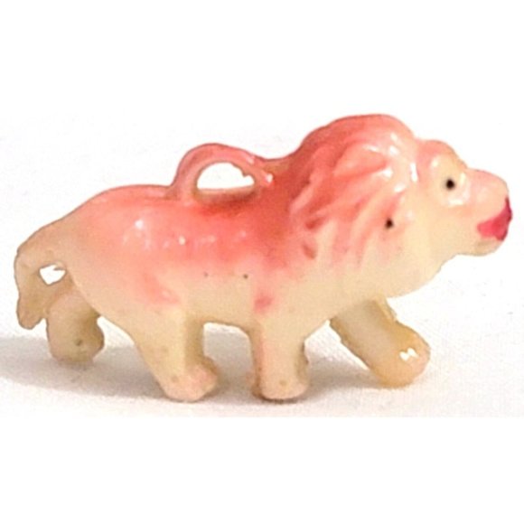 5 celluloid plastic animal toy CHARMS prizes lion giraffe penguin parrot goat - Picture 11 of 12